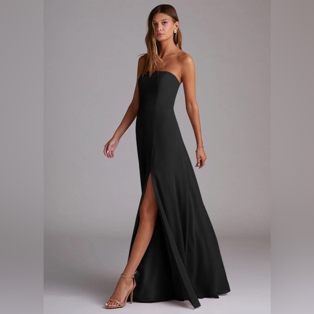AZAZIE WREN (size A0!!!) 
Black A-Line Side Slit Chiffon Convertible Dress - Picture 4 of 6